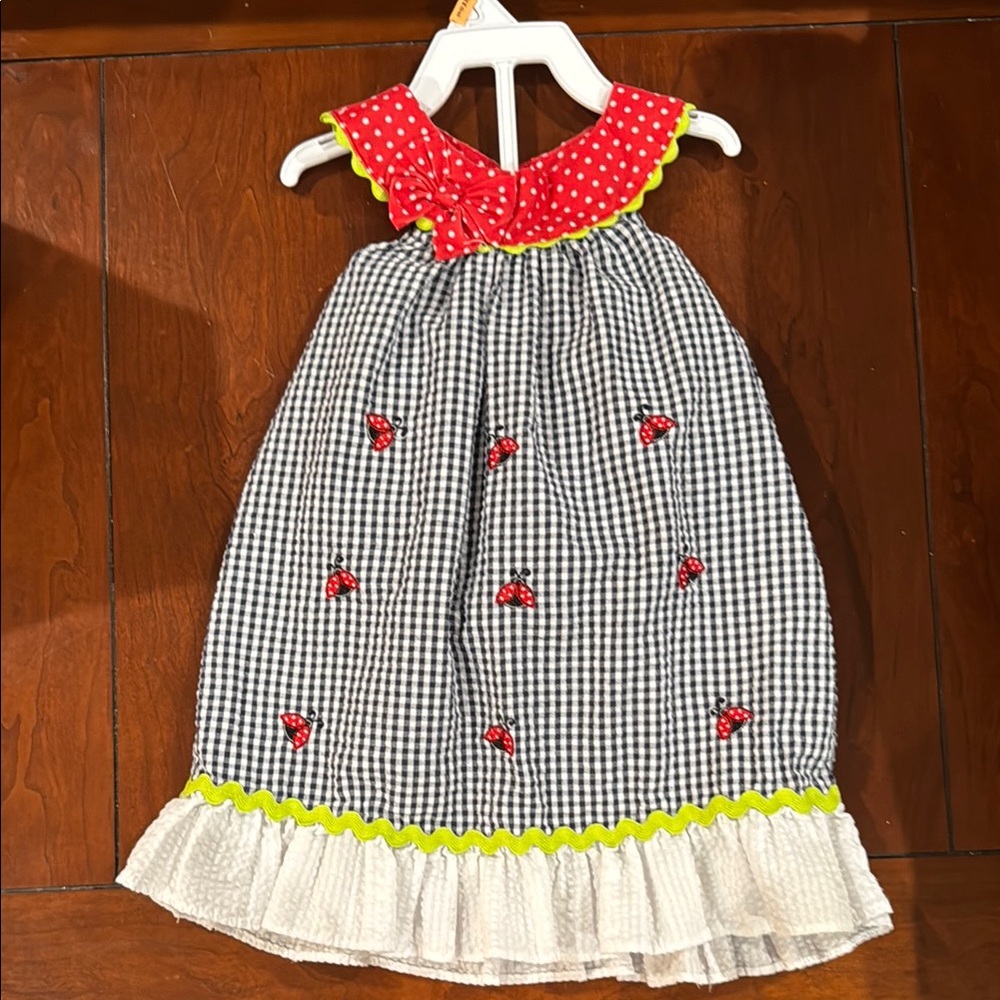 Rare additions, Red and Blue Gingham Dress with Bow